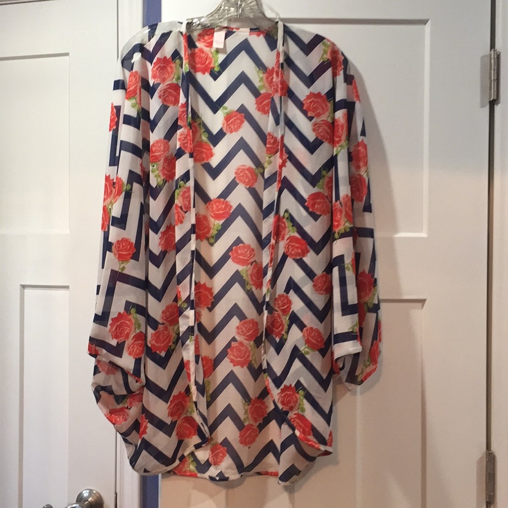 2XL Navy and White Chevron Kimono